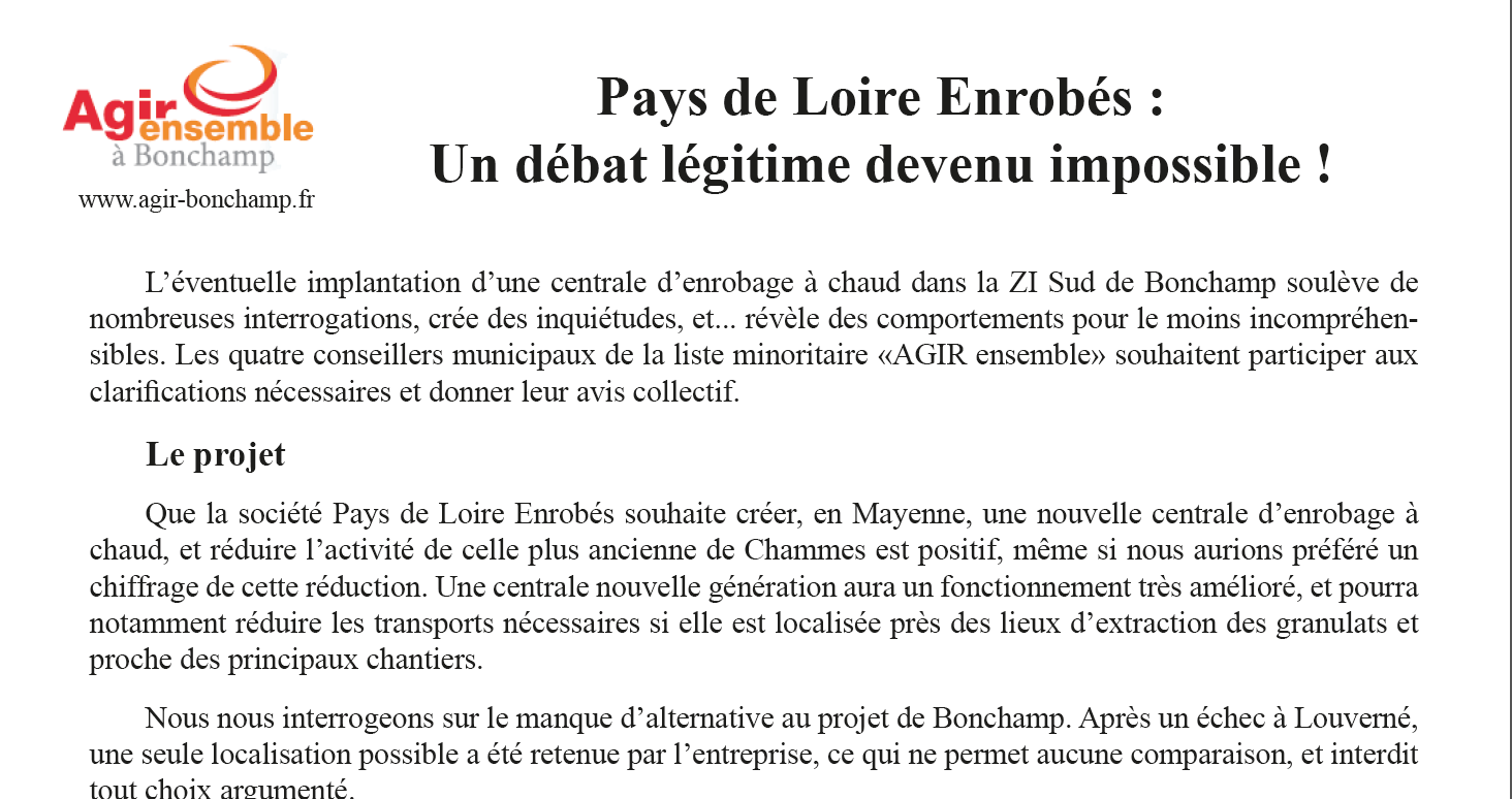 Communiqué de presse : Pays de Loire Enrobés