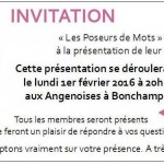 Invitation des « Poseurs de mots » pour le 1er février